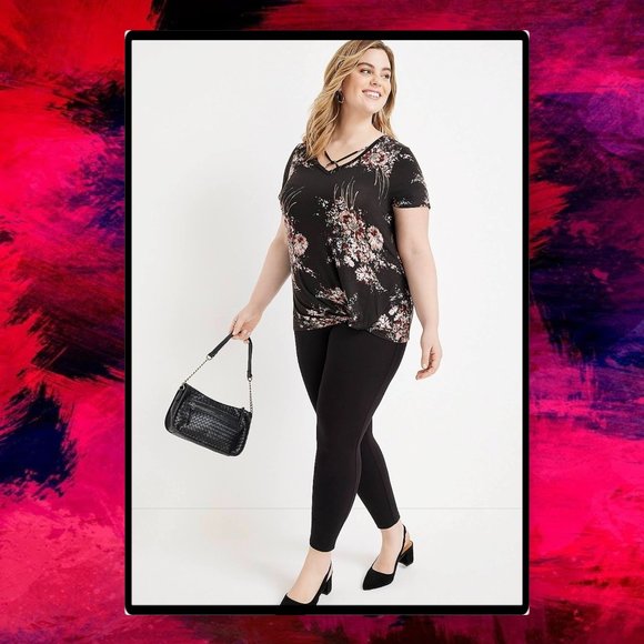 Maurice's Plus Size 24/7 Flawless Floral Knot Hem Tee 3X - Picture 4 of 11